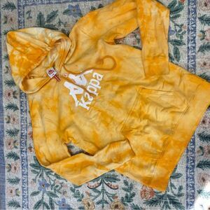 Kappa tie-dye sweatshirt hoody distressed men’s size large orange streetwear